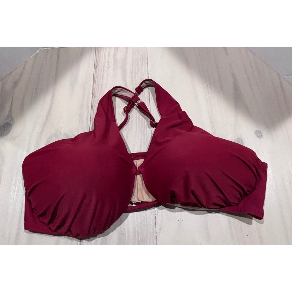 Swim by Cacique Burgundy Bandeau Bikini Top Underwire 44DDD 1048900